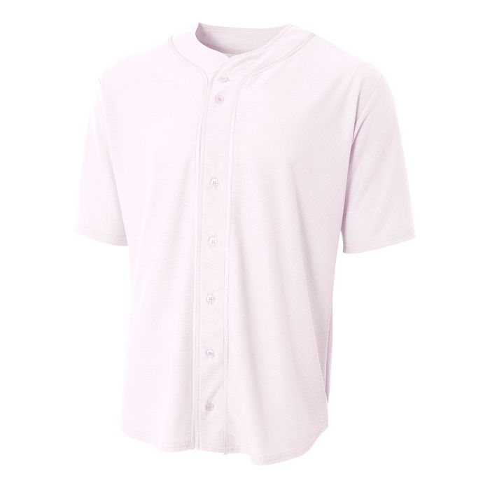 A4 Full Button Stretch Mesh Baseball Jersey