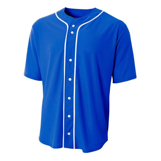 A4 Full Button Stretch Mesh Baseball Jersey
