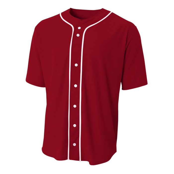 A4 Full Button Stretch Mesh Baseball Jersey