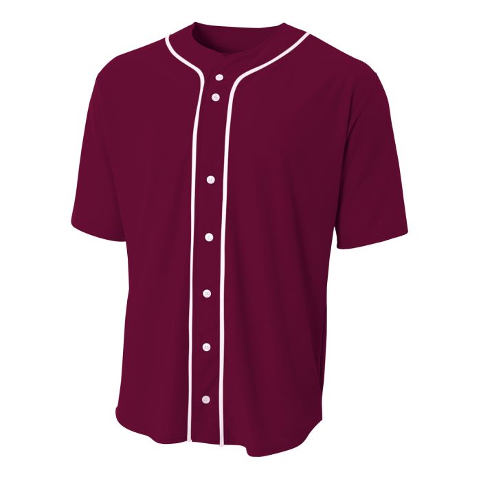 A4 Full Button Stretch Mesh Baseball Jersey