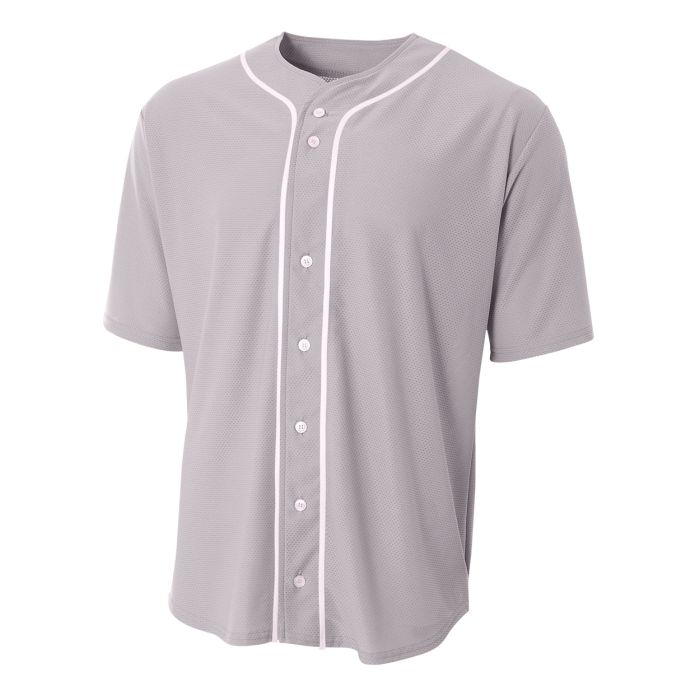 A4 Full Button Stretch Mesh Baseball Jersey