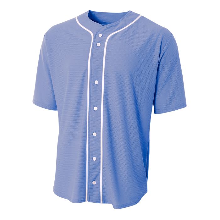 A4 Full Button Stretch Mesh Baseball Jersey